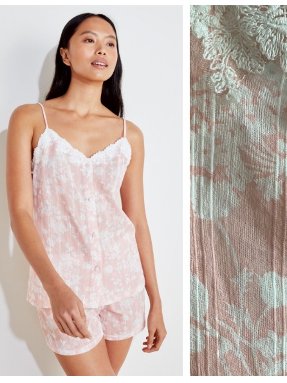 Haven Well Within Pink Cotton Dobby Shadow Floral Sleep Shorts Pajama Set Small